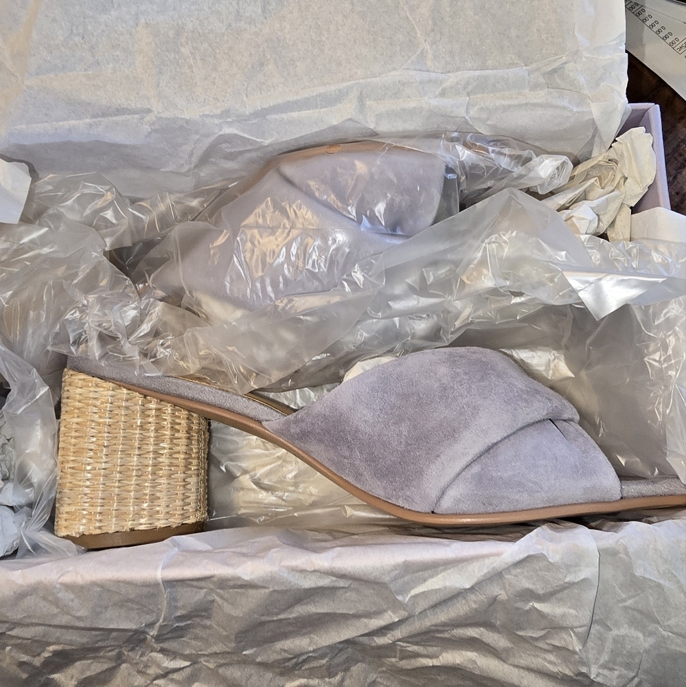 Lisa Vicky Impress Lavender Suede Slip On Block Heel Mule Sandal NIB Size 7.5 - Picture 8 of 8